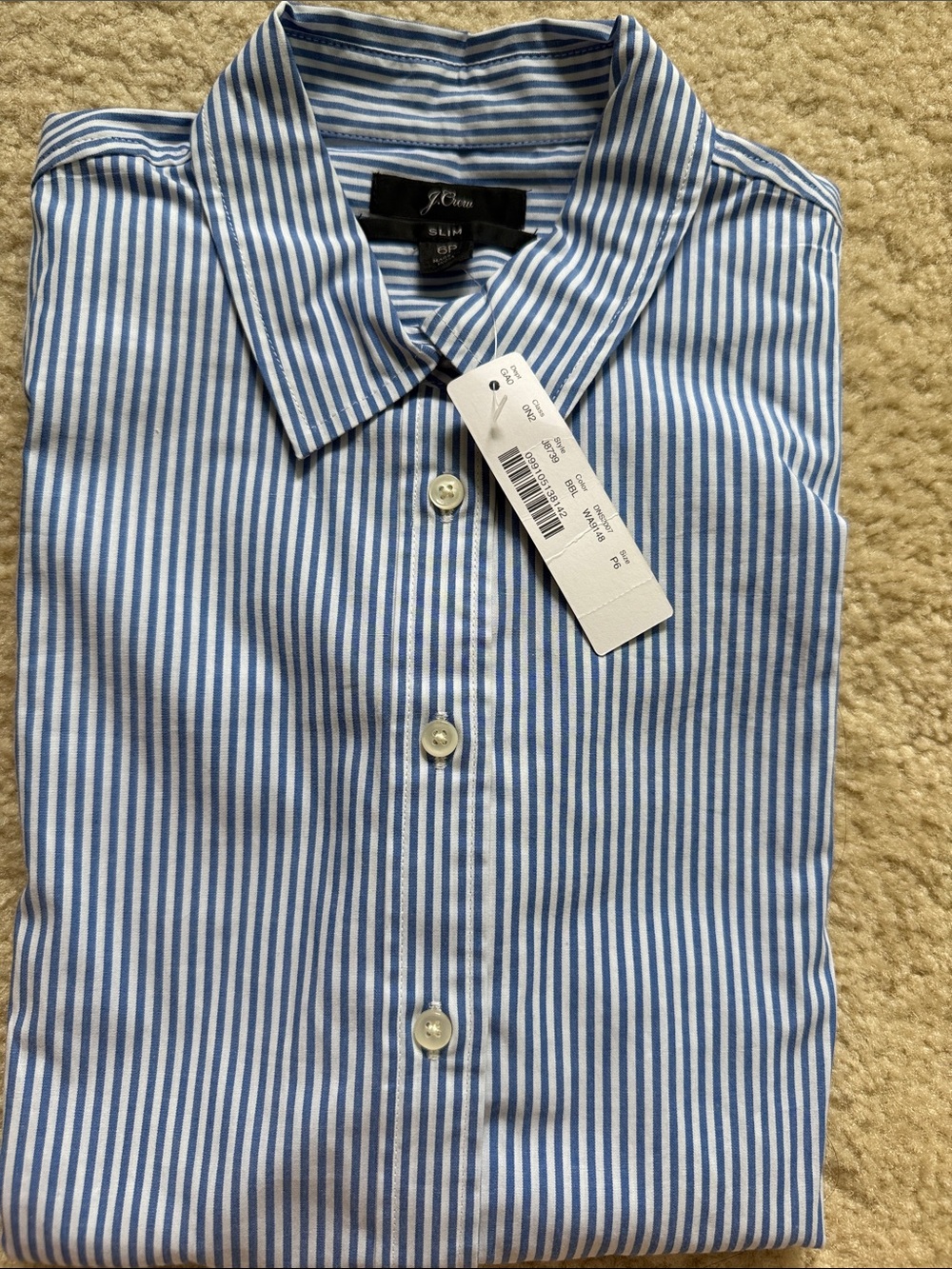 Brand new!!! J. Crew Slim Fit Striped Dress Shirt size 6P 98% cotton 2% Elastane